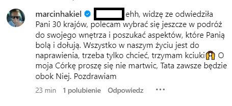 Marcin Hakiel dyskutuje z internautami (fot. Instagram)