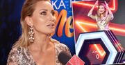 Joanna Moro w złotej mini na planie "Jaka to melodia?". Błyszczała jak sztabka złota