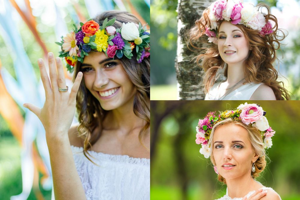 Fryzury ślubne z wiankiem to propozycja dla panien młodych, które cenią naturalność i chcą popracować nad proporcjami twarzy 
