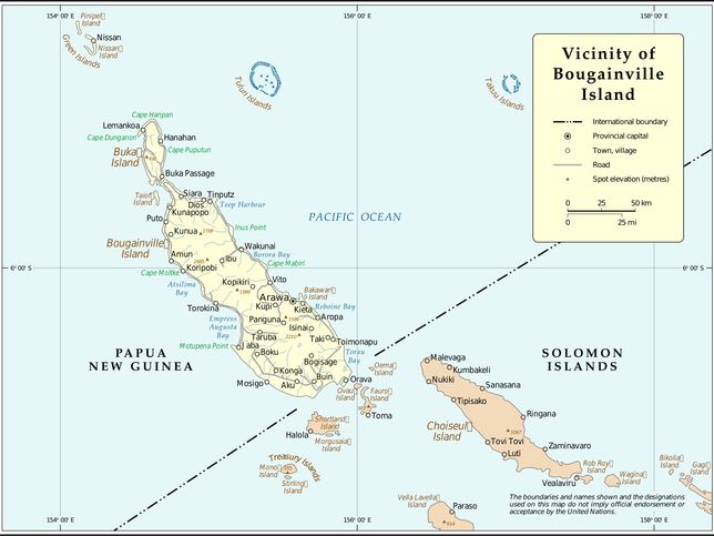 Mapa Wyspy Bougainville'a 