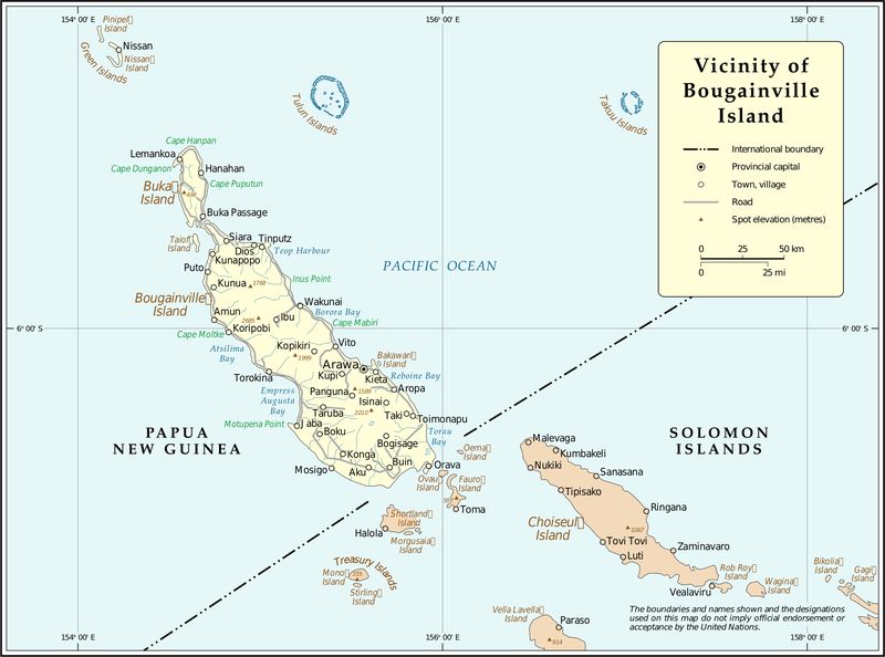 Mapa Wyspy Bougainville'a 