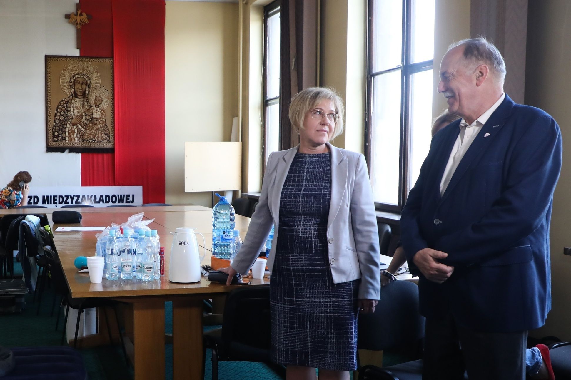 29.03.2019, Kraków. Barbara Nowak z Ryszardem Proksą, szefem nauczycielskiej "Solidarności".