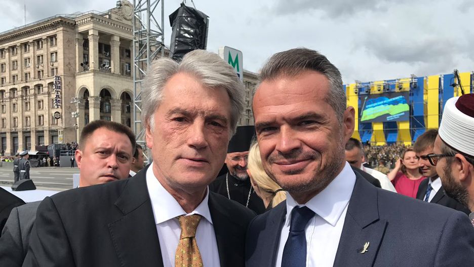 Były prezydent Ukrainy Wiktor Juszczenko i Sławomir Nowak, szef "Ukrawtodoru". 