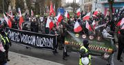 Marsz narodowców w Hajnówce. Była blokada, policja rozdzieliła demonstrantów