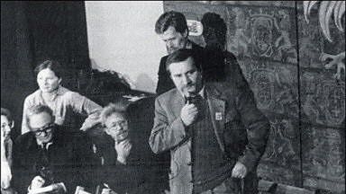 Lech Wałęsa po otrzymaniu Nagrody Nobla