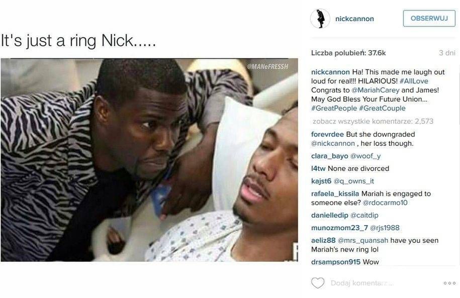Nick Cannon komentuje zaręczyny Mariah Carey i Jamesa Packera (fot. Instagram)