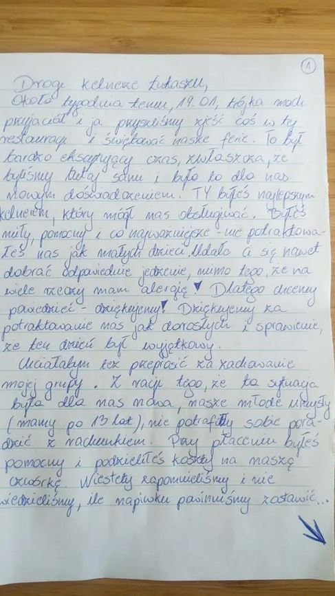 Fragment listy napisanego przez dzieci