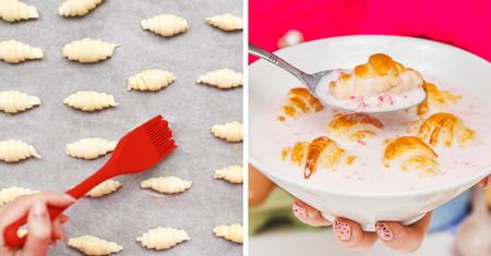 Mini croissanty w malinowym mleku. Lepszego śniadania w życiu nie jadłeś
