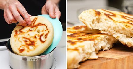 Chleb z patelni, bez jajek i wyrabiania ciasta. Prosty i smaczny