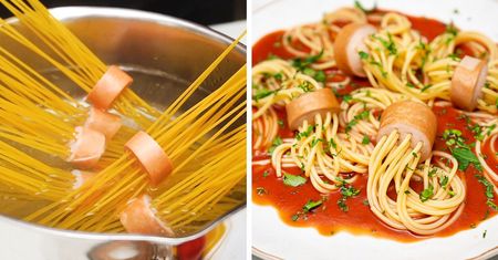Spaghetti z parówkami. Kryzysowy obiad w kilka minut