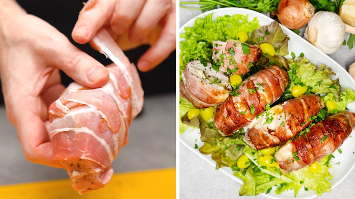 Kieszonki schabowe z boczkiem- Pyszności