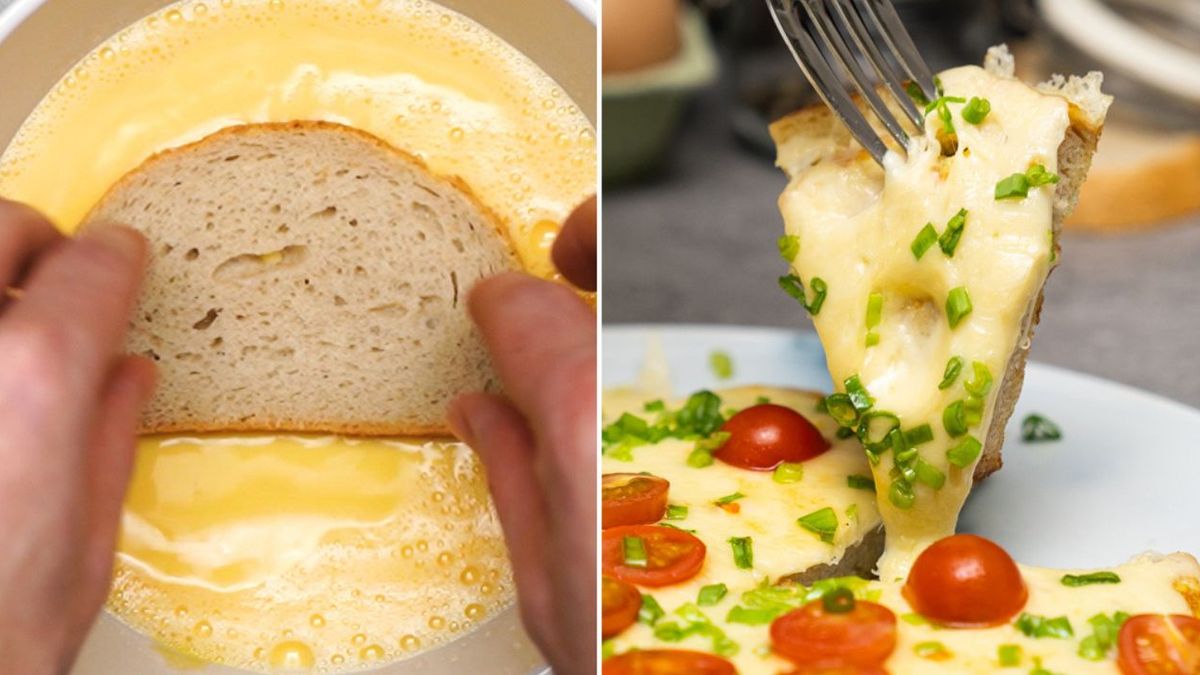 Serowy omlet na chlebie- Pyszności