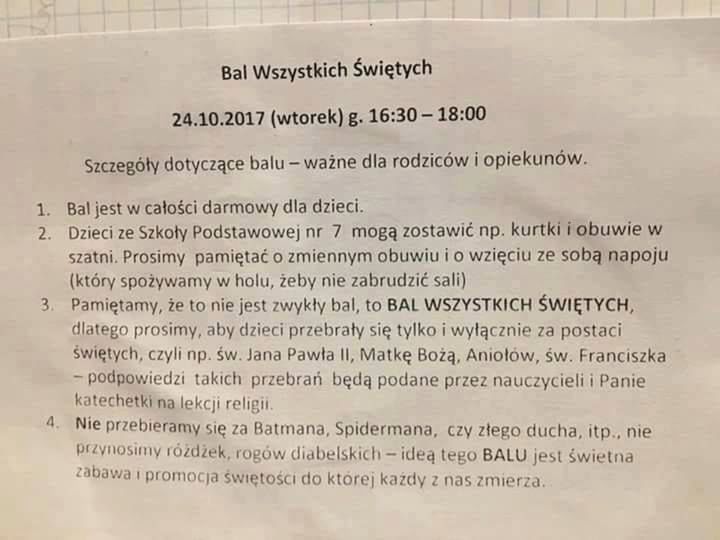 Ogłoszenie widocznej w jednej z polskich parafii. 
