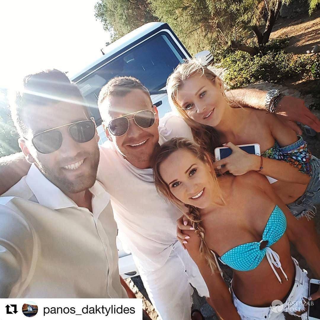 Joanna Krupa w obłednych strojach kąpielowych i Dawid Woliński na wakacjach w Mykonos gdzie przypadkowo spotkali Sarę Boruc i Marine Łuczenko