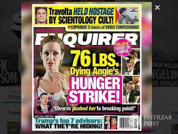 Wychudzona Angelina Jolie na okładce "National Enquirer"