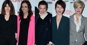 Anna Wendzikowska w różowych szpilkach, Maja Ostaszewska w zielonej sukience, Monika Zamachowska w szarym garniturze, a Małgośka Szumowska cała na czarno