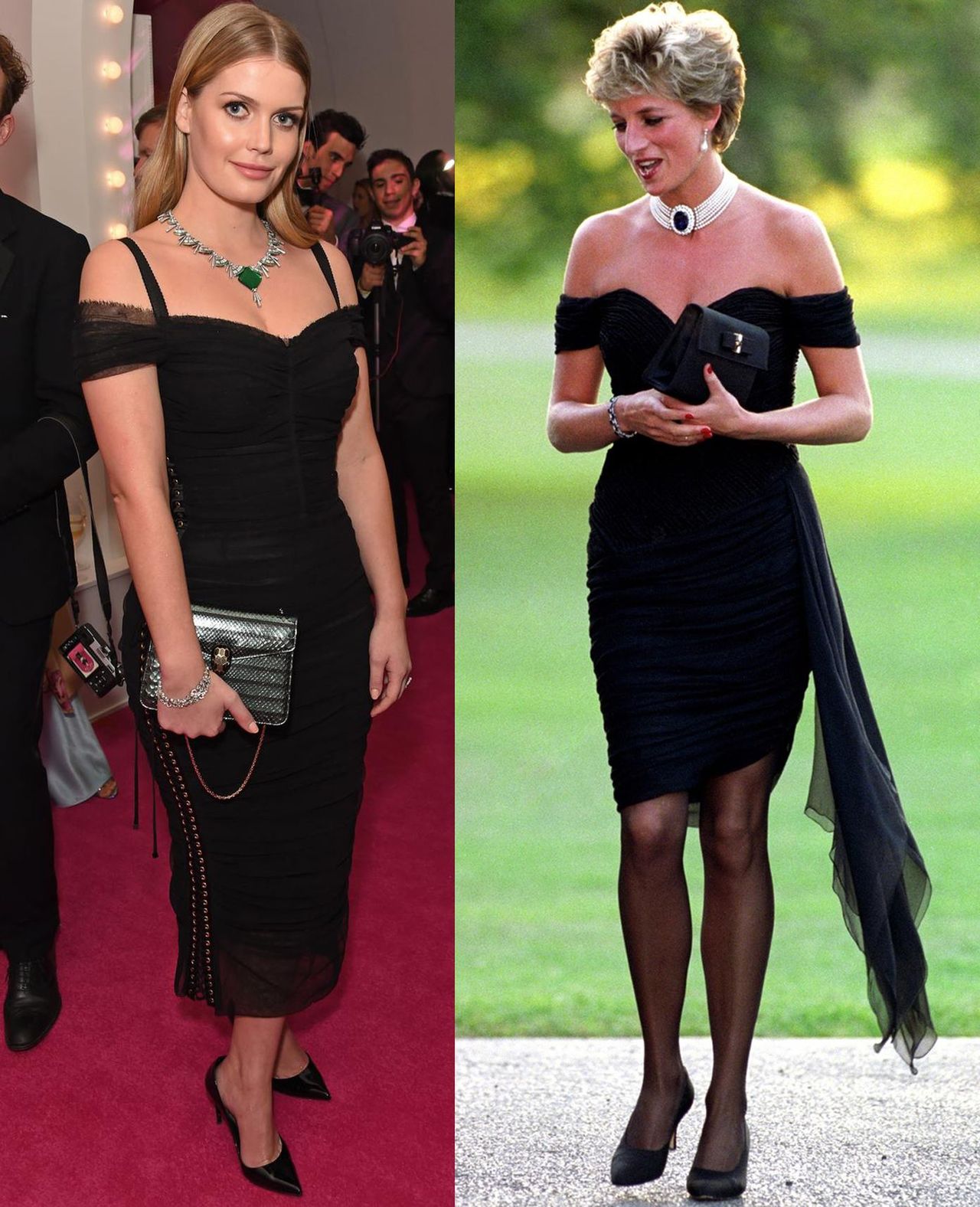 Kitty Spencer i księżna Diana w czarnych sukienkach