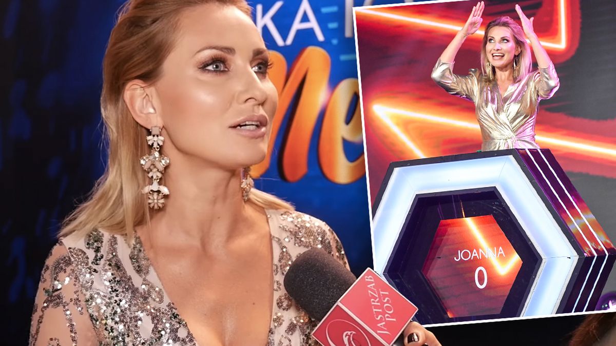 Joanna Moro w złotej mini na planie "Jaka to melodia?". Błyszczała jak sztabka złota