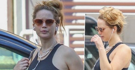 Ciężarna Jennifer Lawrence eksponuje goły brzuszek w centrum miasta. Krągłości nie do ukrycia