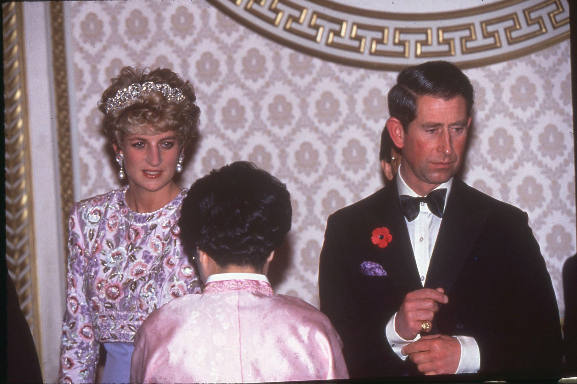 Diana and Charles greeting an unidentified person (Anwar Hussein) 