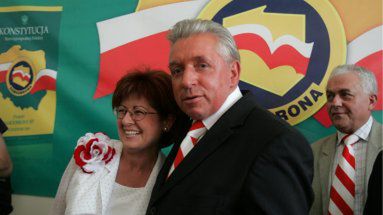 Andrzej Lepper z posłanką Aldoną Michalak