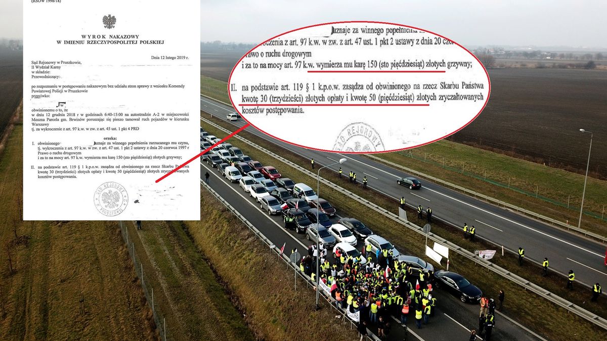 Sąd ukarał grzywną rolników protestujących na autostradzie A2.