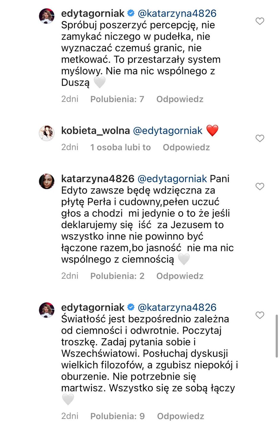 Dalsza część dyskusji Edyty Górniak z fanką