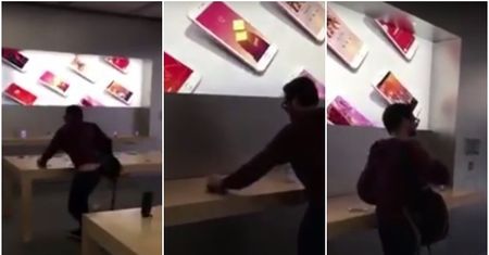 Zaskakujące nagranie z francuskiego Apple Store. Mężczyzna wchodzi do sklepu i miażdży... wszystkie iPhone'y w zasięgu wzroku