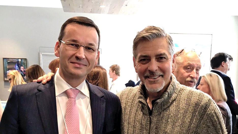 Mateusz Morawiecki i Goerge Clooney.