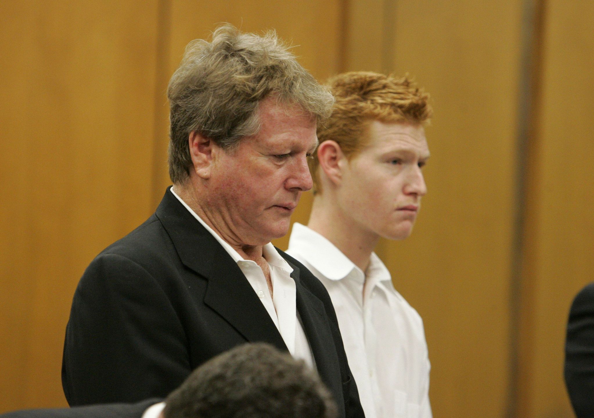 Malibu, 2008-11-13 / Actor RYAN O'NEAL and his son REDMOND appearing at the Malibu courthouse. Ryan O'Neal and his son have delayed entering pleas in their felony drug cases until after the new year. The Oscar-nominated actor and his son appeared in court Thursday morning, where attorneys asked a judge for more time to review evidence. The 67-year-old actor and his 23-year-old son were ordered to return on Jan. 9. They were arrested in September when Los Angeles sheriff's deputies did a routine parole check on Redmond O'Neal, who was staying at his father's Malibu home. The actor's attorney has denied the drugs belonged to his client.  