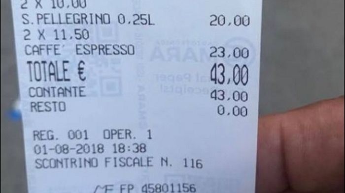 Taki rachunek otrzymał gość kawiarni mieszczącej się na Placu św. Marka