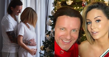Szczęśliwi Małgorzata Rozenek i Radosław Majdan pozują przy choince: "W oczekiwaniu na PIERWSZE KOPNIĘCIE" (FOTO)