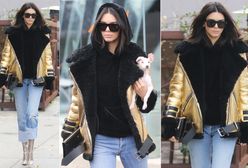 LOOK OF THE DAY: Kendall Jenner w złotej kurtce ACNE