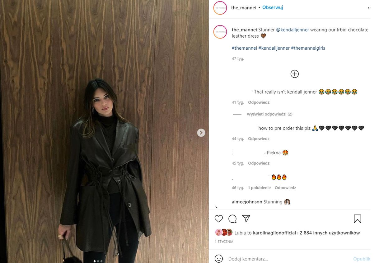Kendall Jenner w kreacji Sary Boruc