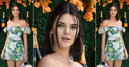 Kendall Jenner w kwiatowej mini i białych kozaczkach