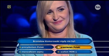 W "Milionerach" pytanie o Komorowskiego. Kim nigdy nie był?