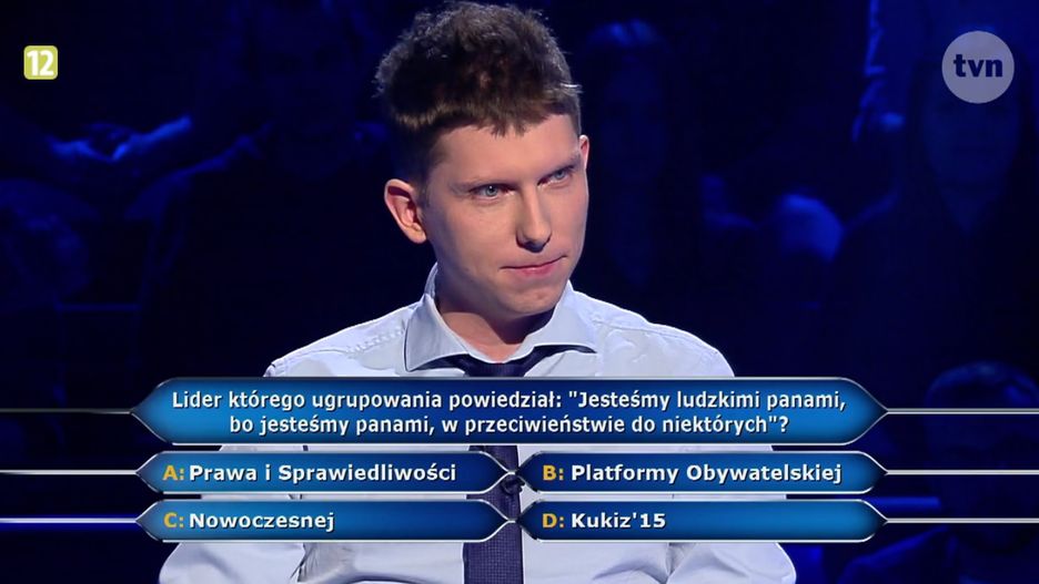 Kadr z programu "Milionerzy"