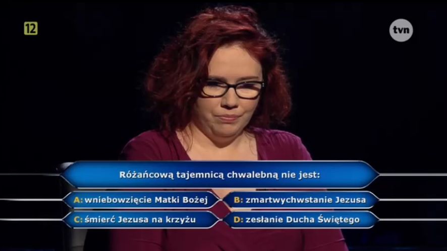 Katarzyna Kant-Wysocka usłyszała finałowe pytanie o tajemnice różańca