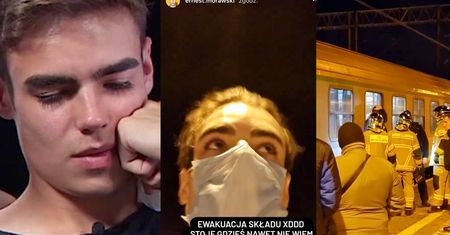 Ernest z "Top Model" został ewakuowany z pociągu! Wszystko przez bombę. Całą dramę pokazał w sieci