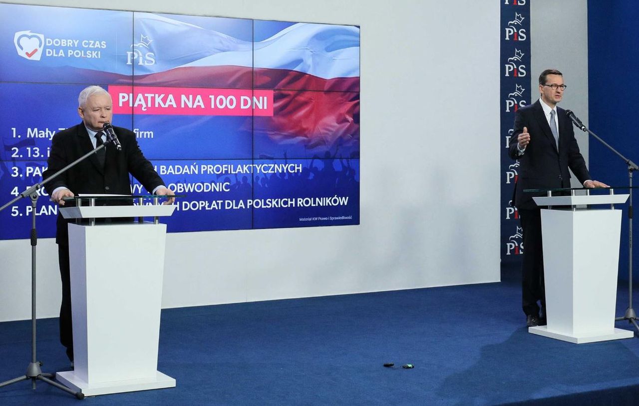 Jarosław Kaczyński i Mateusz Morawiecki zaprezentowali program PiS na 100 dni rządów
