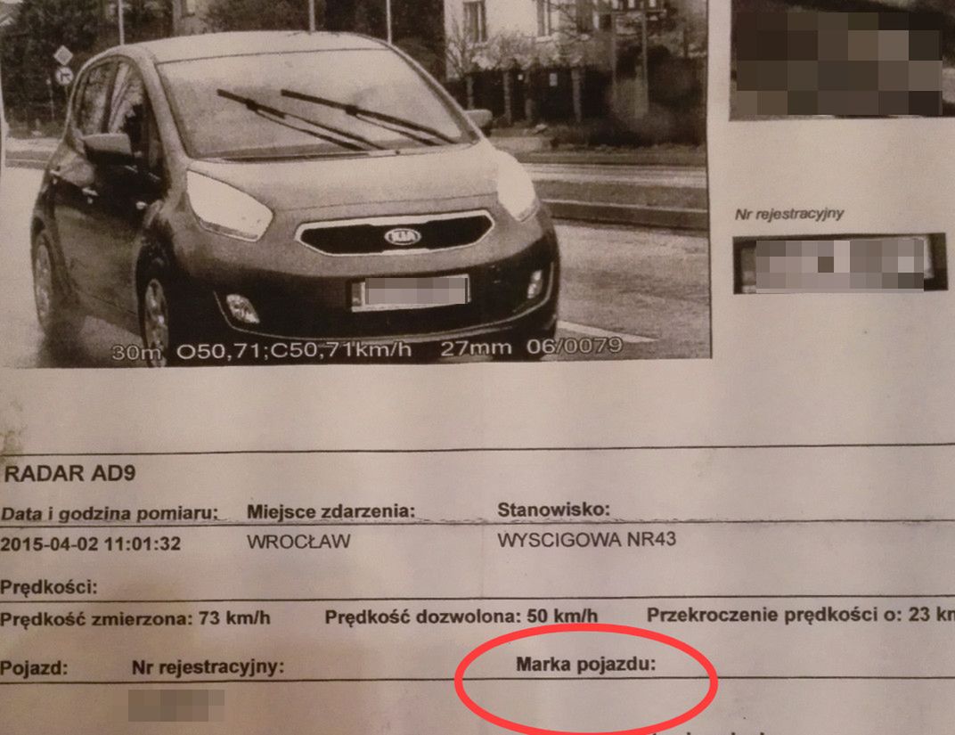 Kia nie jest podobna do opla. Rubryka "Marka pojazdu" pozostała więc pusta 