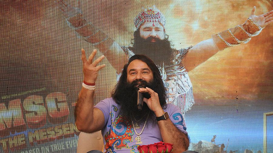 Gurmeet Ram Rahim Singh na promocji filmu o jego życiu
