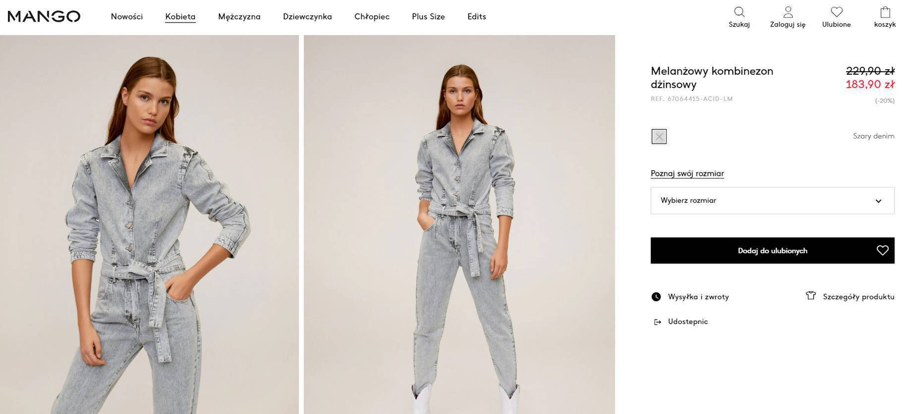 Jeansowy kombinezon w Mango