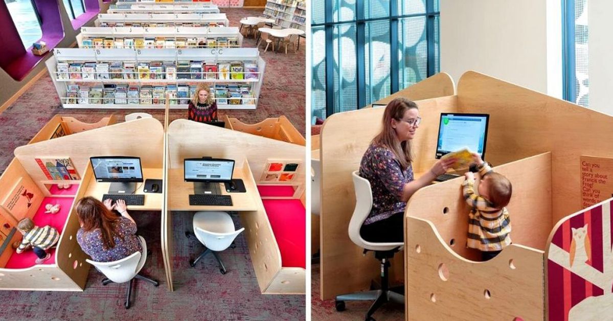 A Library’s Manager Buys Working Stations for Parents and Playpens for Children. A New Era of Looking after Children