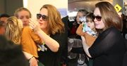 Adele z synkiem na lotnisku