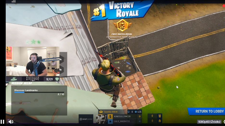 Jeden z pierwszych zwycięzców w drugim rozdziale Fortnite