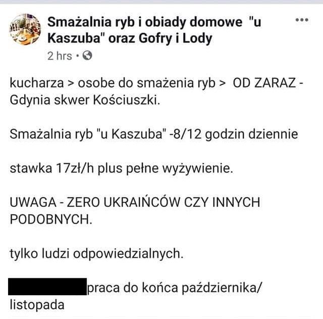 Tak wyglądało ogłoszenie o pracę na portalu Facebook 