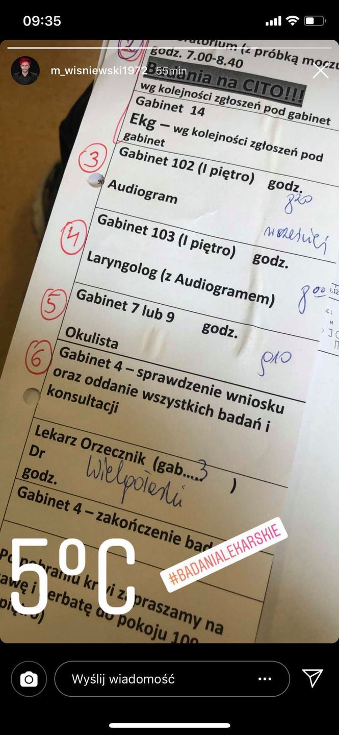 Michał Wiśniewski w Centrum Medycyny Lotniczej