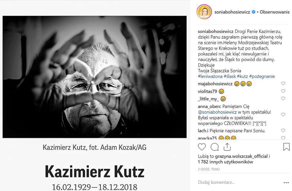 Sonia Bohosiewicz opłakuje Kazimierza Kutza