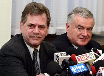 Krzysztof Janik i Jerzy Jaskiernia, były przewodniczący Klubu Parlamentarnego SLD